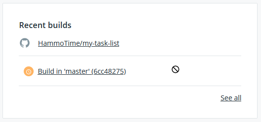 Docker Hub recent builds list