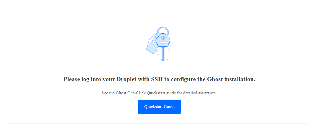 Web page that is shown when the Ghost setup is incomplete
