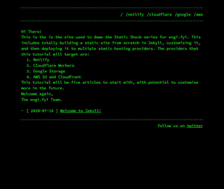 The front page of the newly configured website